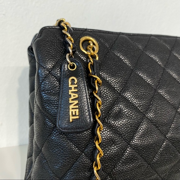 SOLD Authentic Chanel Vintage Black Caviar Tote Bag - Picture 4 of 16